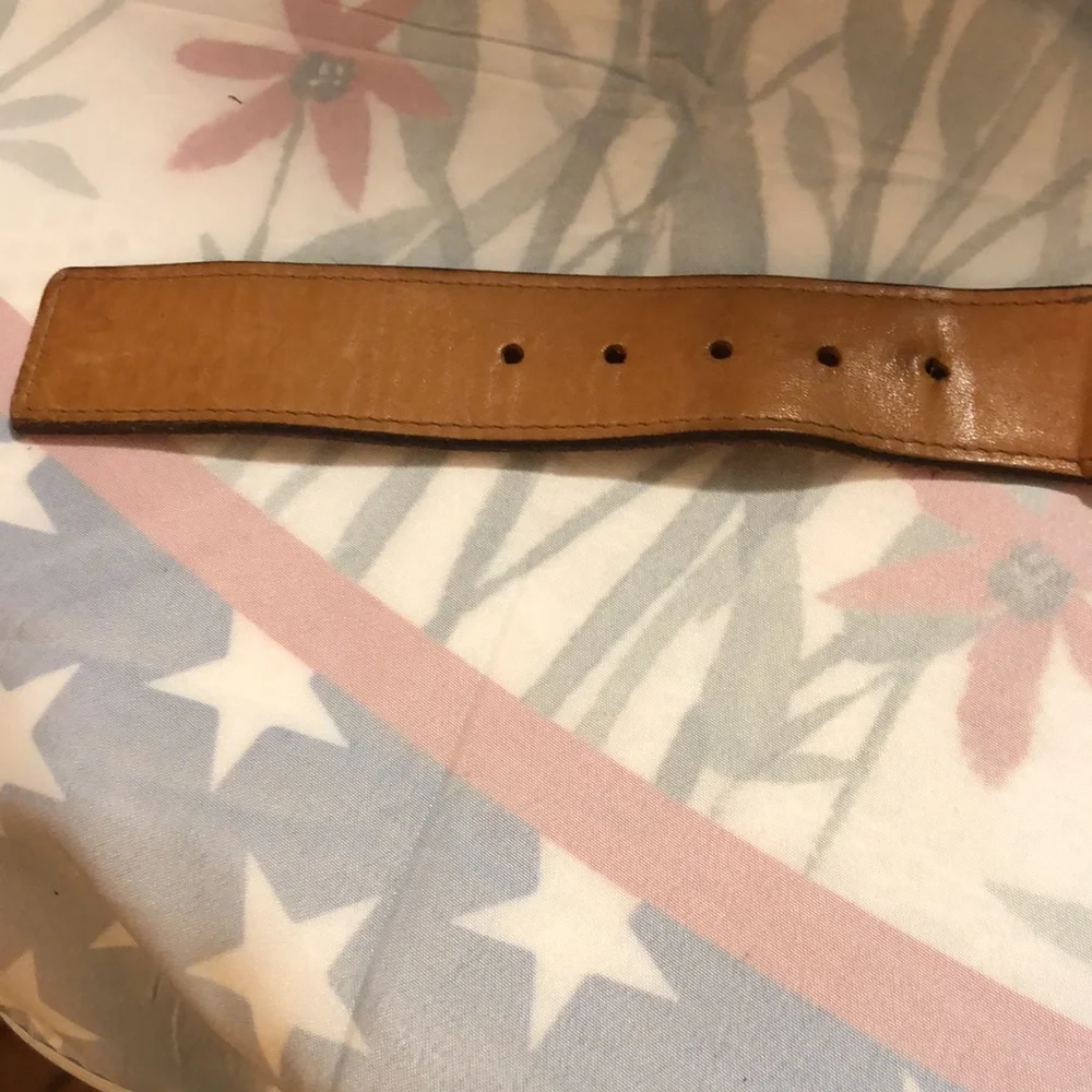 Vintage BRAXTON Brown Leather Belt Sz 30-33”/1.5” w/ solid brass buckle 36.25” L
